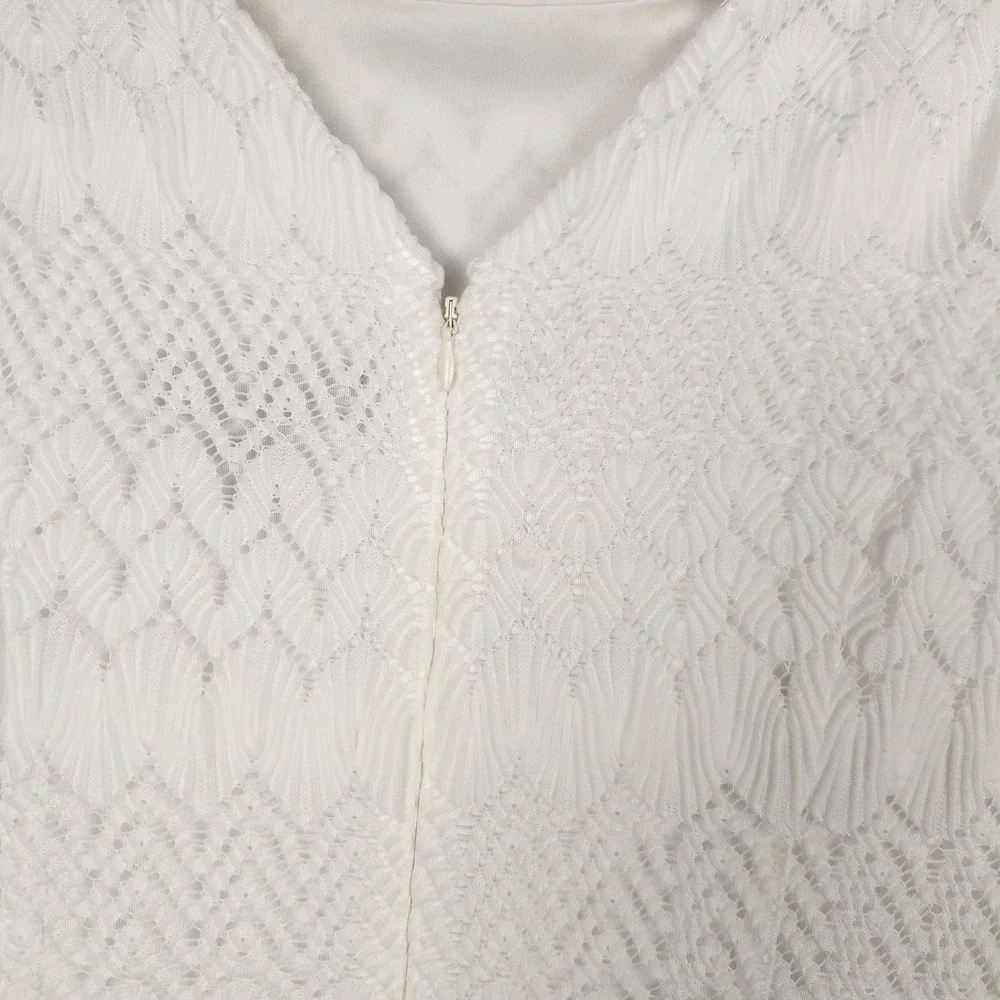 Jessica Howard Dress Womens 10 White Lace Short Sleeve Fit Flare‎ Zipper Spring